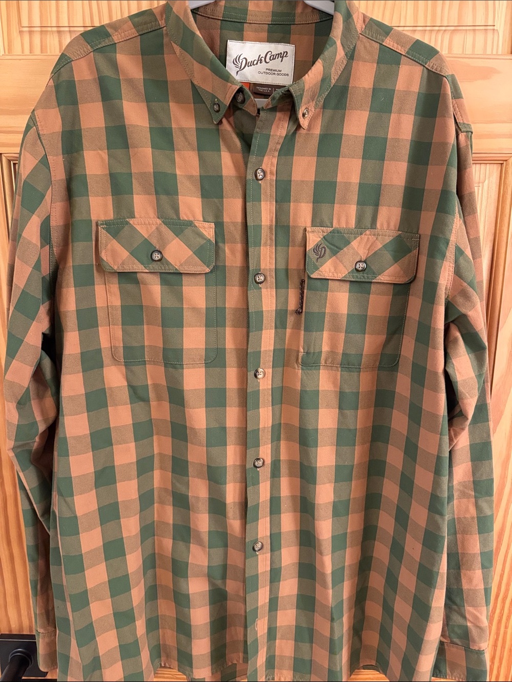 Duck Camp Green & Tan Plaid Button-Down Shirt